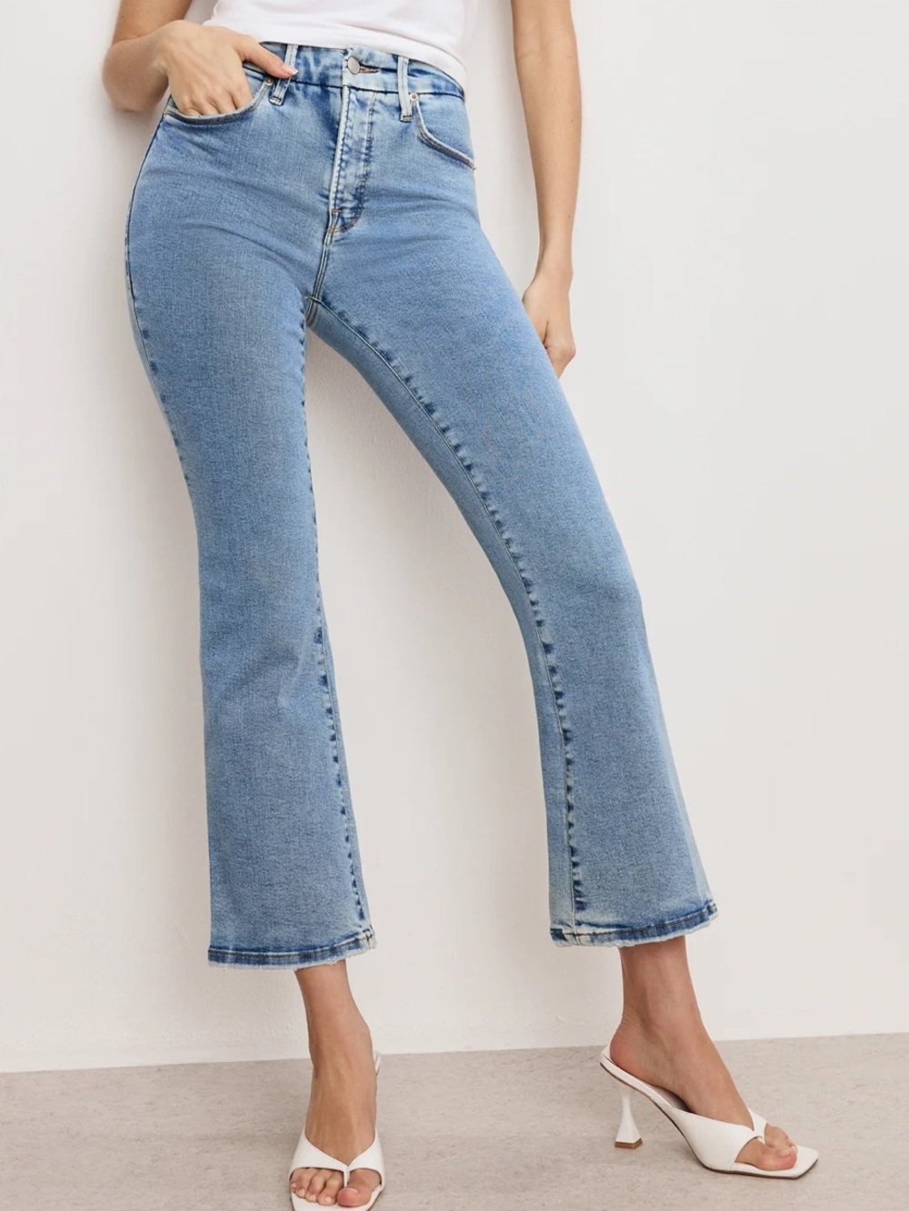 Good American Women's Good Legs Cropped Mini Boot Jeans blue670 - Picture 4 of 13